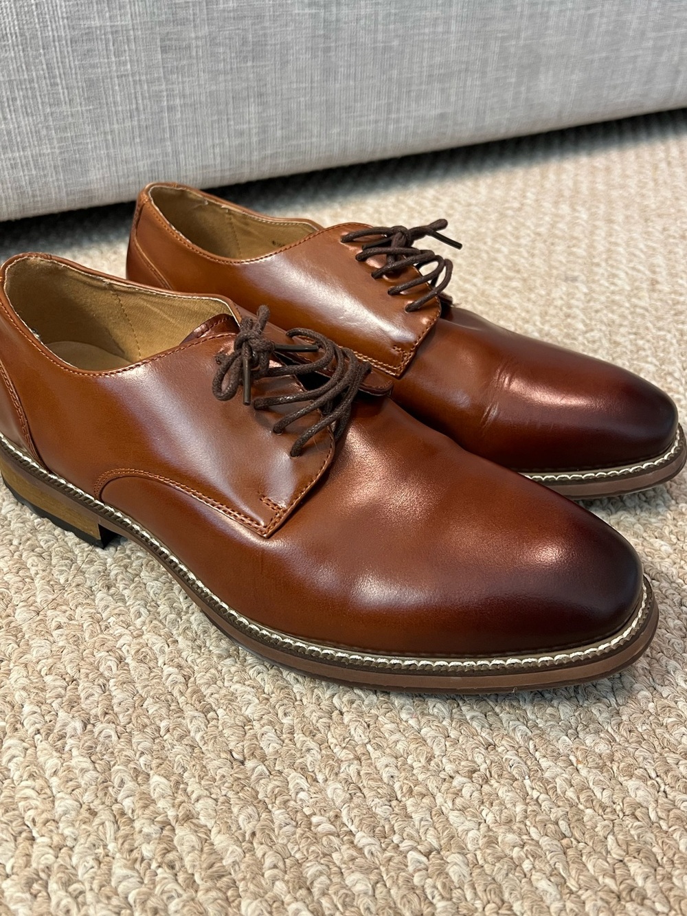 Joseph Abboud Cognac Leather Derby Shoes